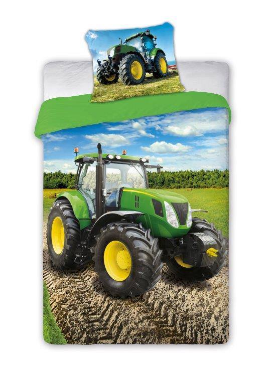 Obliečky 140x200 TRAKTOR zelený 01