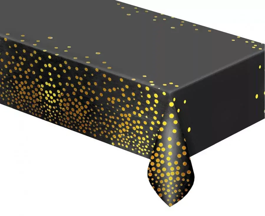 Obrus 137x183 ČIERNA zlatá bodky