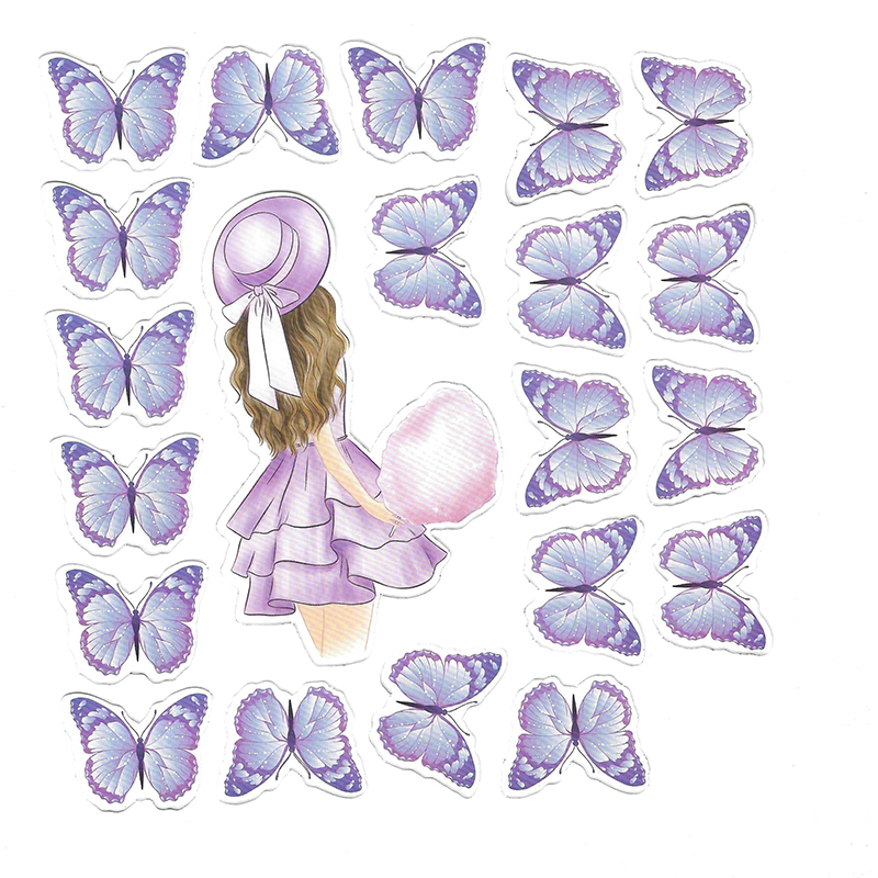 Tortový zápich DIEVČA + MOTÝLE fialová