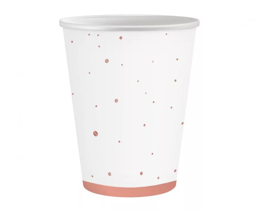 Papierový pohár 250ml ZLATO-RUŽOVÝ PÁSIK