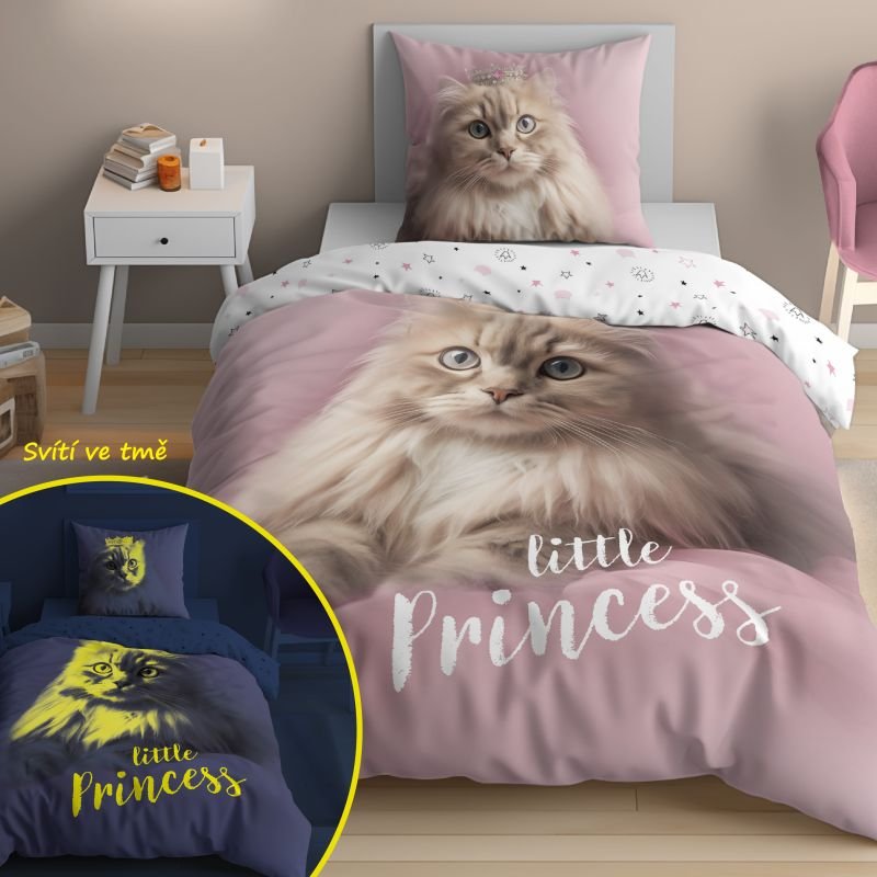 Obliečky 140x200 MAČKA little princess - svietiace