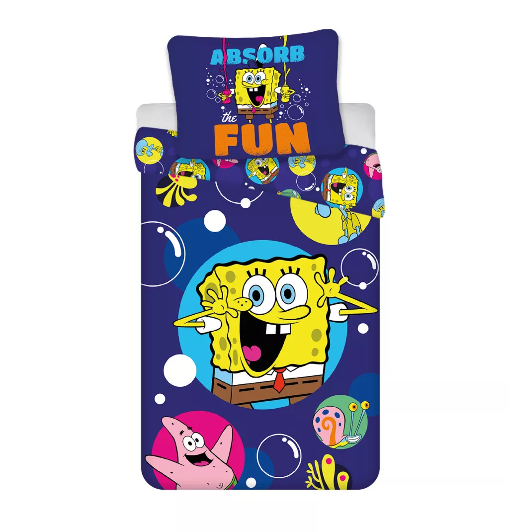 Obliečky do postieľky 100x135 SPONGEBOB modré