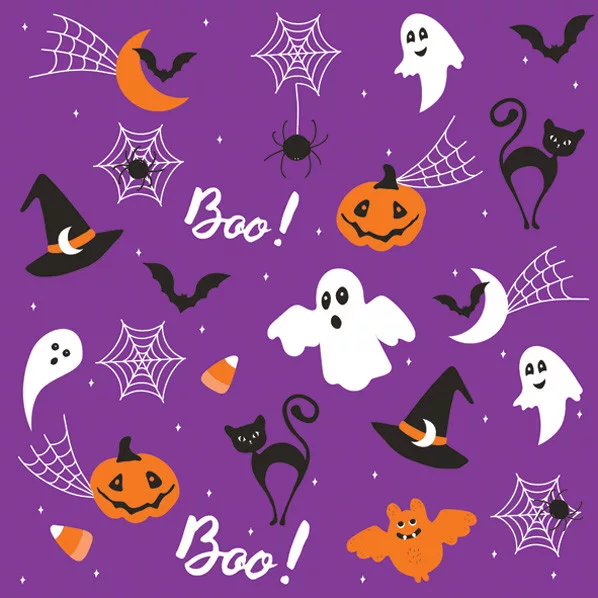 Servítky (20ks) HALLOWEEN fialové