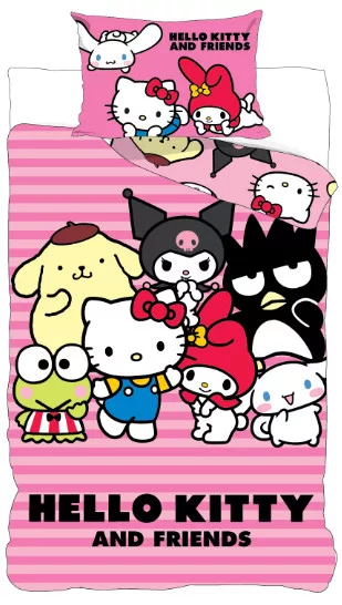 Obliečky do postieľky 100x135 HELLO KITTY priatelia