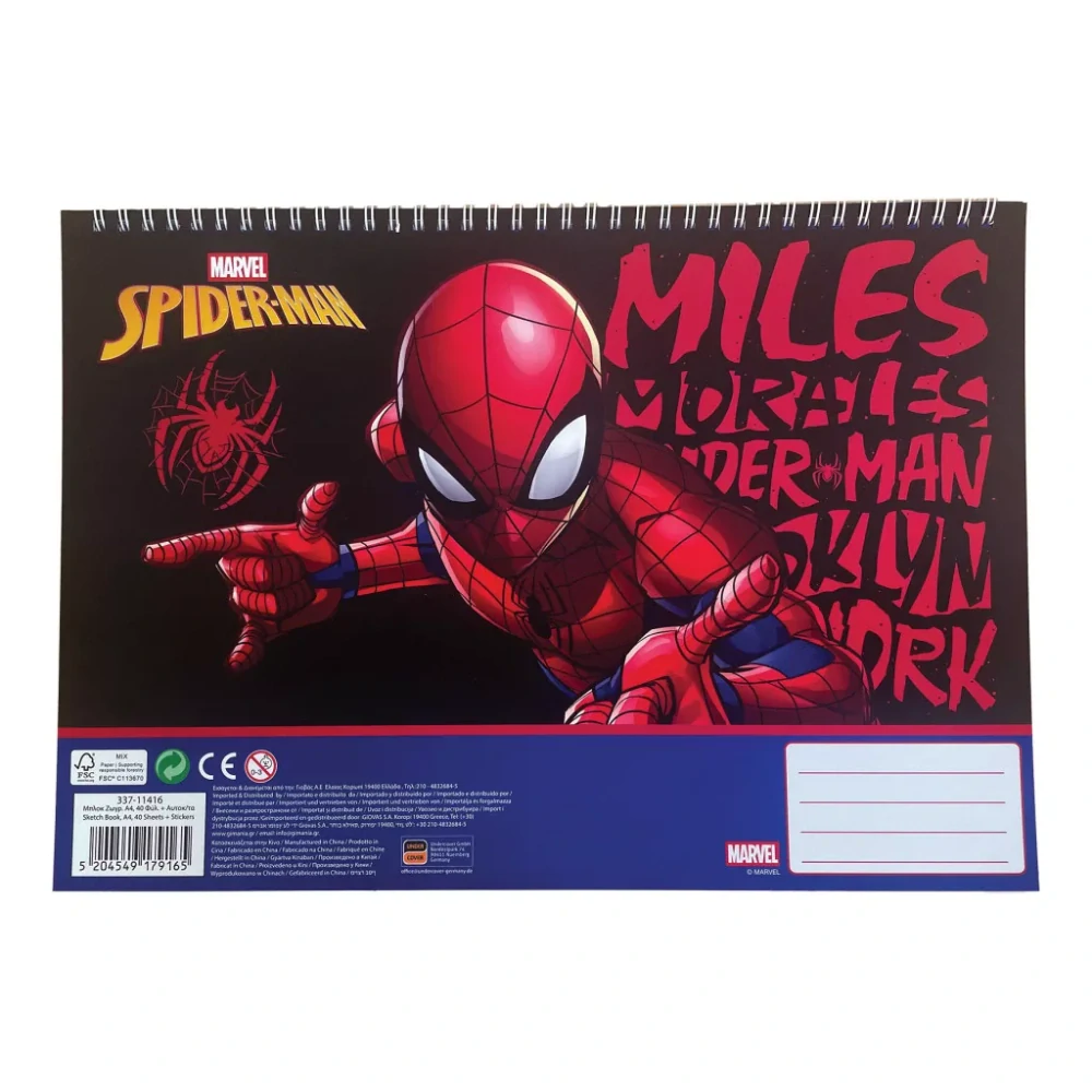 Špirálový skicár + nálepky SPIDERMAN miles