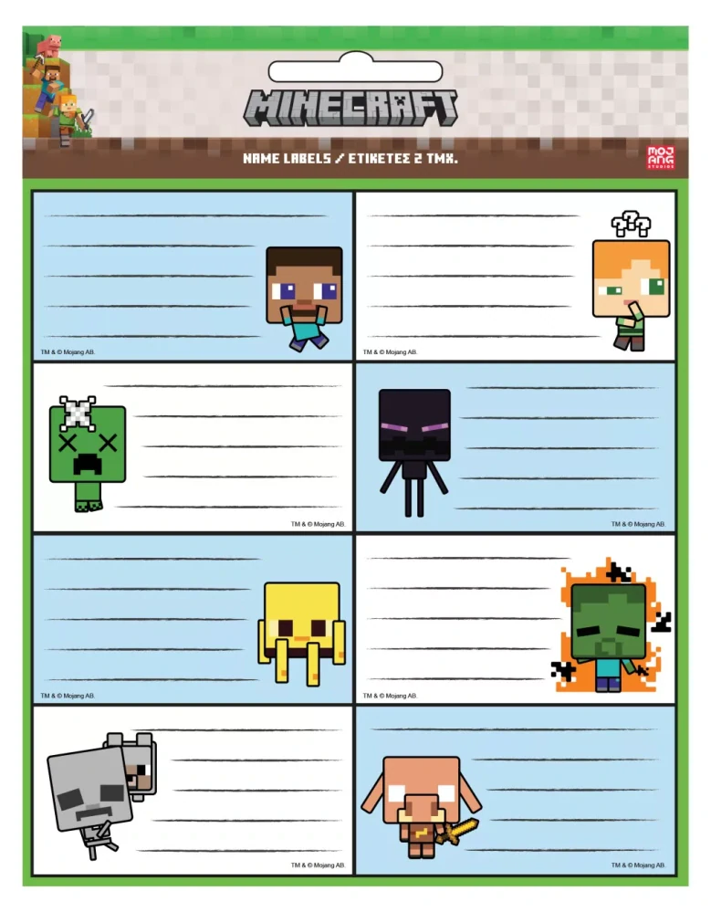 Lepiace štítky (16ks) MINECRAFT