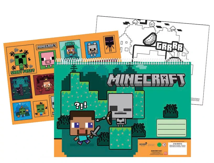 Špirálový skicár + nálepky MINECRAFT Creepers