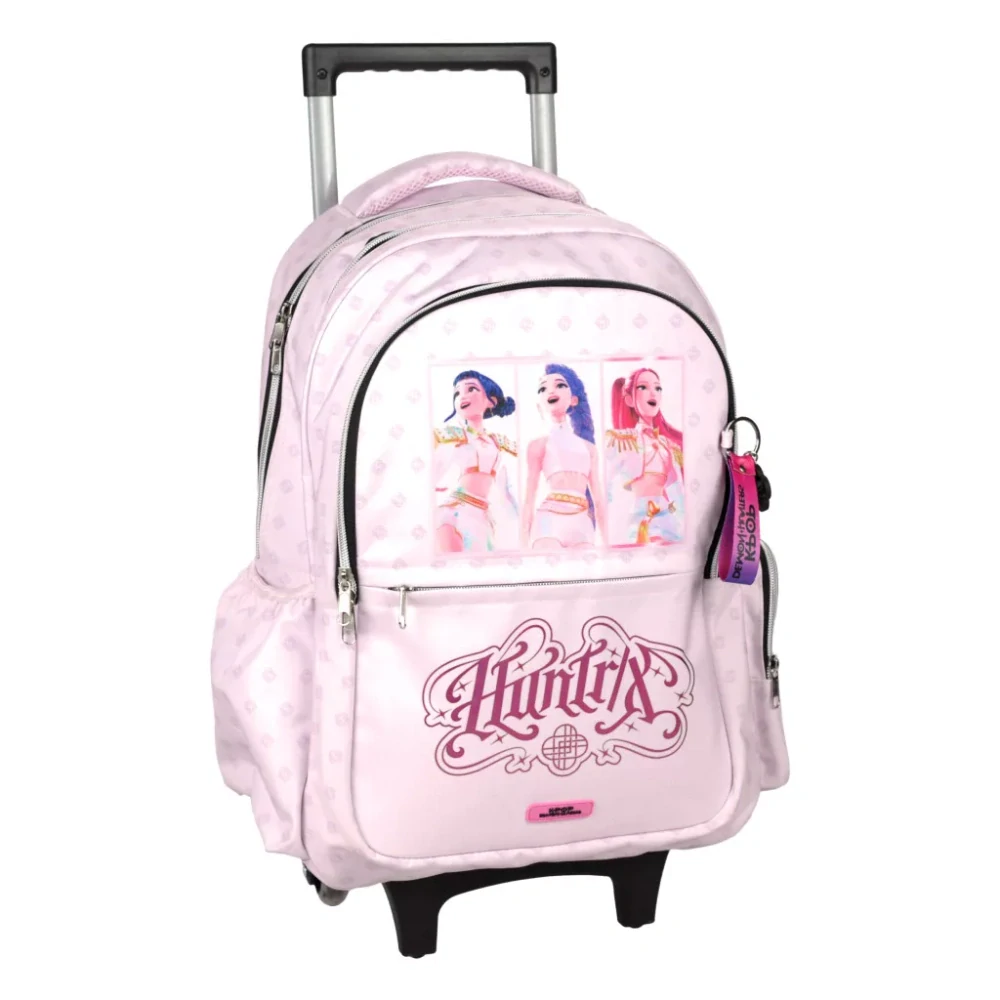 Školská taška na ťahanie LOVCI DÉMONOV pink 46cm