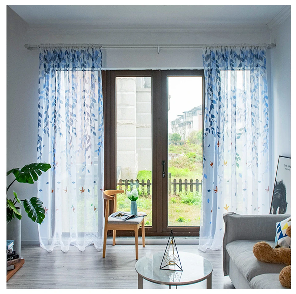 Hotová záclona 150x250 LÍSTKY modré