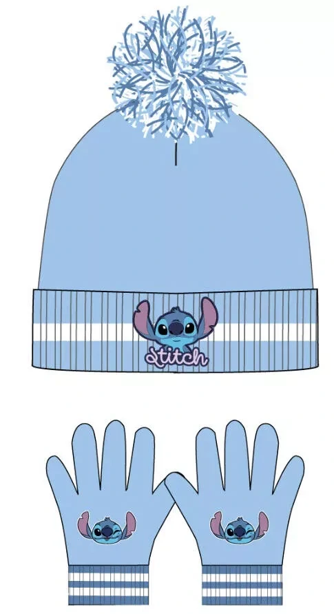 Čiapka + rukavice LILO A STITCH bledomodrá