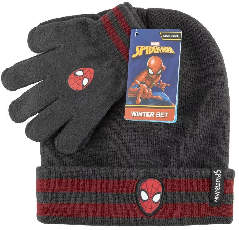 Čiapka + rukavice SPIDERMAN šedá