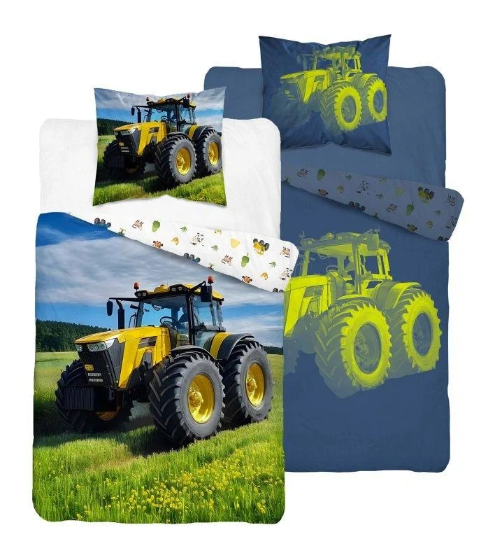 Obliečky 140x200 TRAKTOR žltý - svietiace