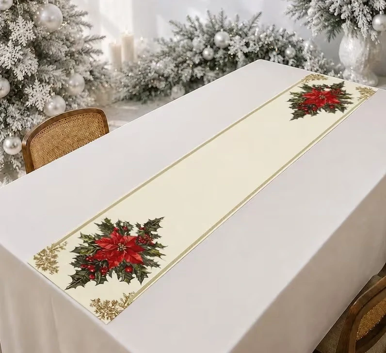 Vianočný behúň na stôl VIANOČNÁ RUŽA (180x30cm)