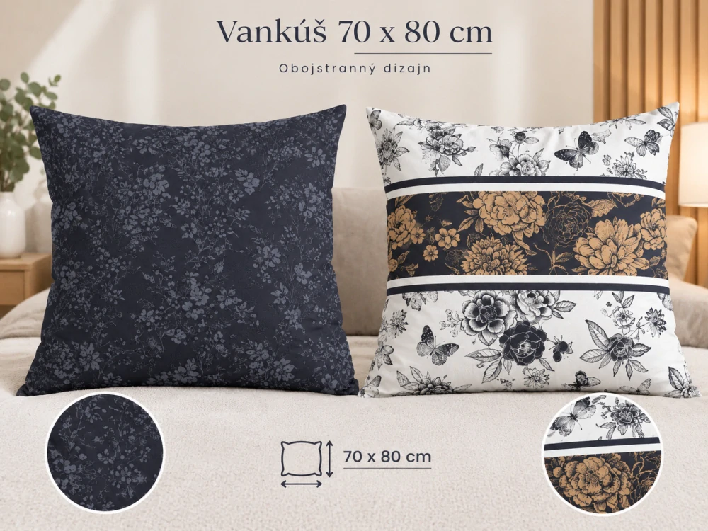 Obliečka na vankúš 70x80 ELEGANT kvety