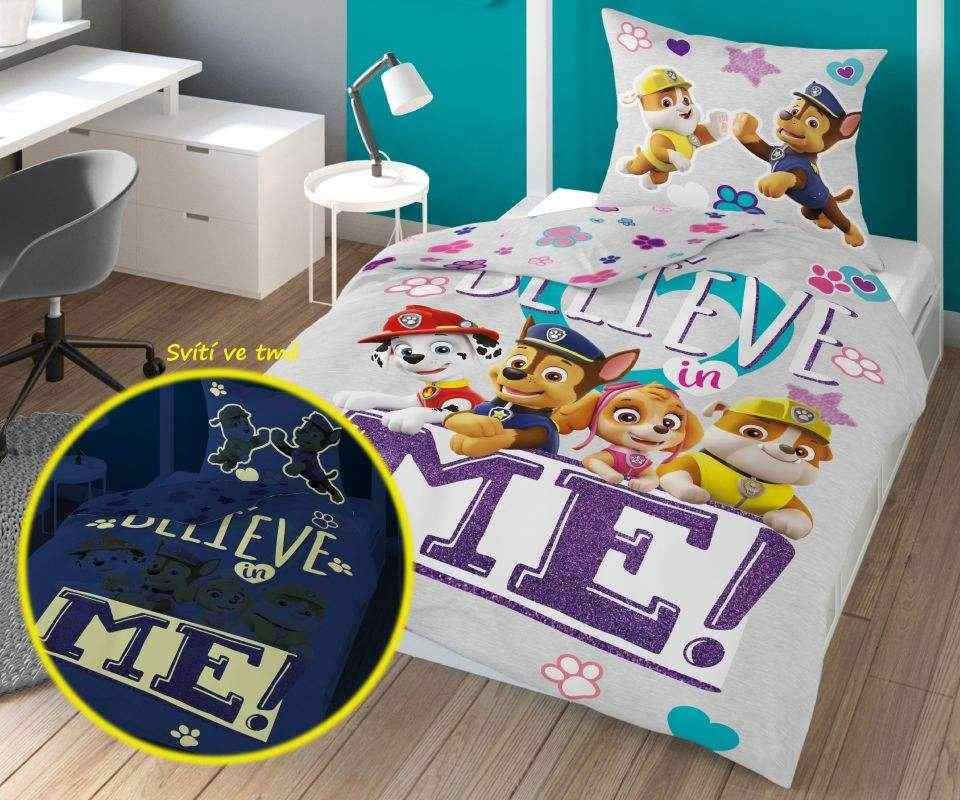 Obliečky 140x200 PAW PATROL believe - svietiace