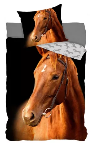 Obliečky 140x200 KONÍK na čiernom