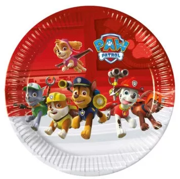 Papierový tanier 23cm PAW PATROL na červenom