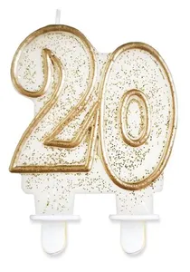 Sviečka č.20 zlatá trblietka