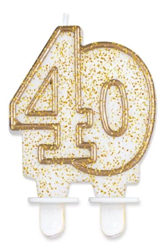 Sviečka č.40 zlatá trblietka