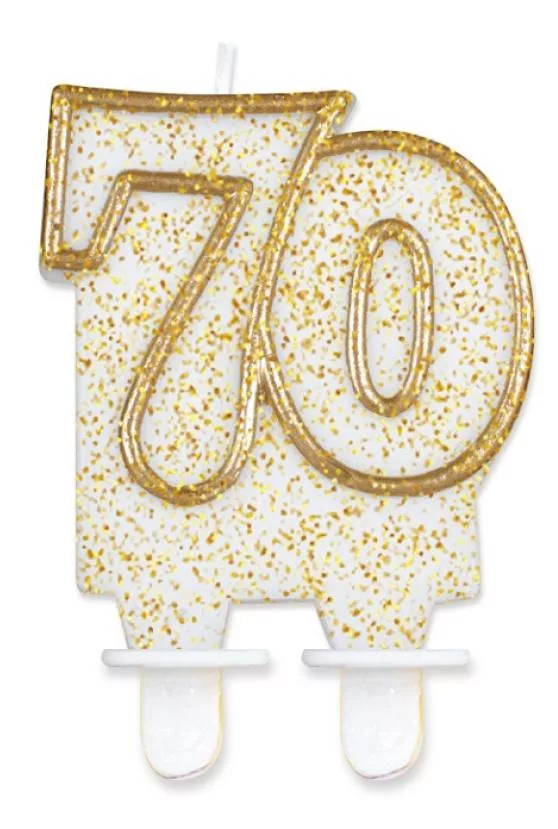 Sviečka č.70 zlatá trblietka