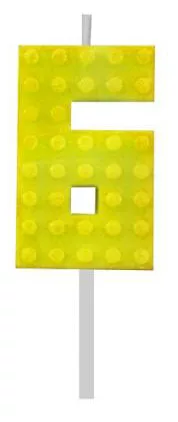 Sviečka č.6 lego žltá