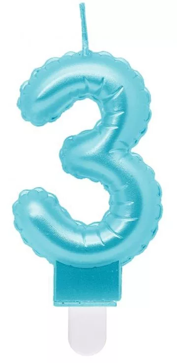 Sviečka č.3 balón modrá