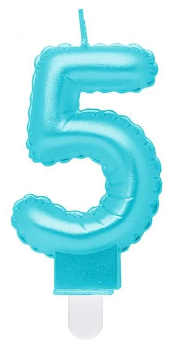 Sviečka č.5 balón modrá