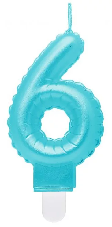 Sviečka č.6 balón modrá