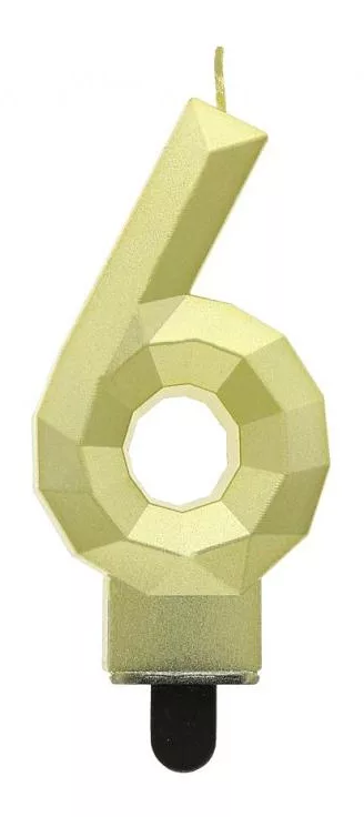 Sviečka č.6 diamant zlatá