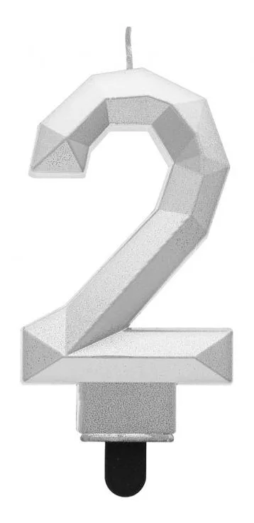 Sviečka č.2 diamant strieborná