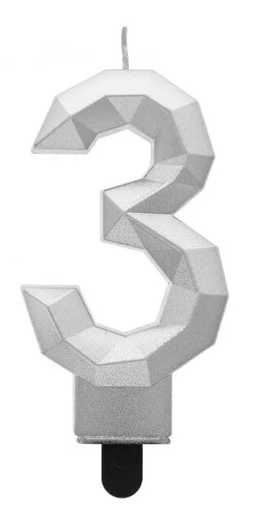 Sviečka č.3 diamant strieborná