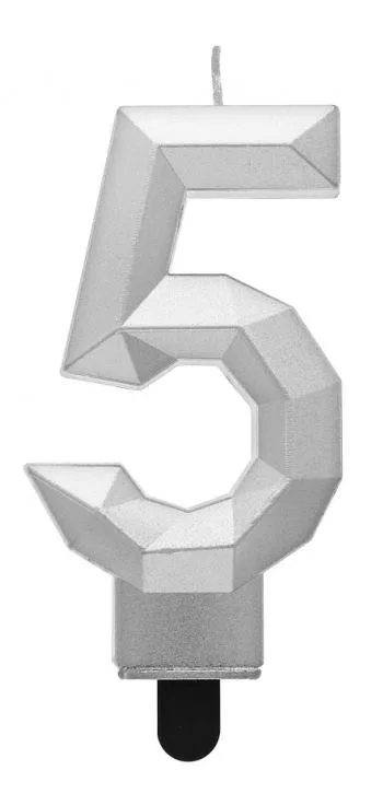 Sviečka č.5 diamant strieborná
