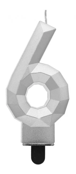 Sviečka č.6 diamant strieborná