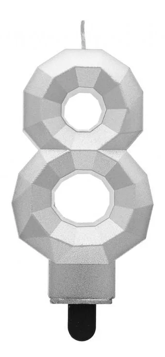 Sviečka č.8 diamant strieborná