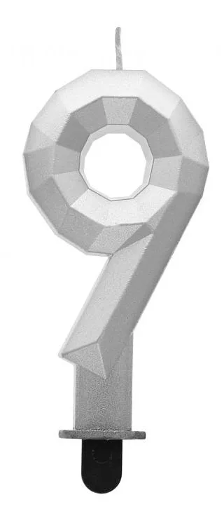 Sviečka č.9 diamant strieborná