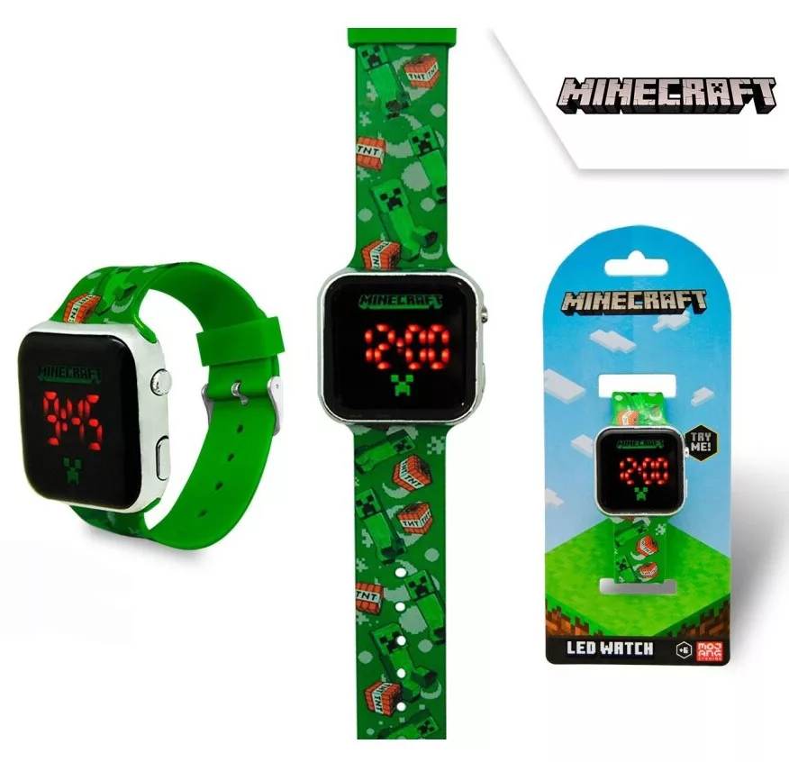 Digitálne LED hodinky MINECRAFT zelené