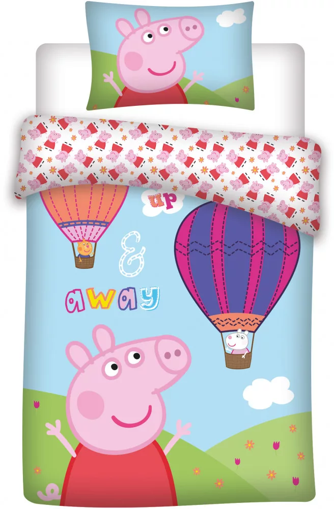 Obliečky do postieľky 100x135 PEPPA PIG balóny