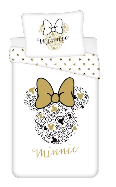 Obliečky 140x200 MINNIE mašľa zlatá