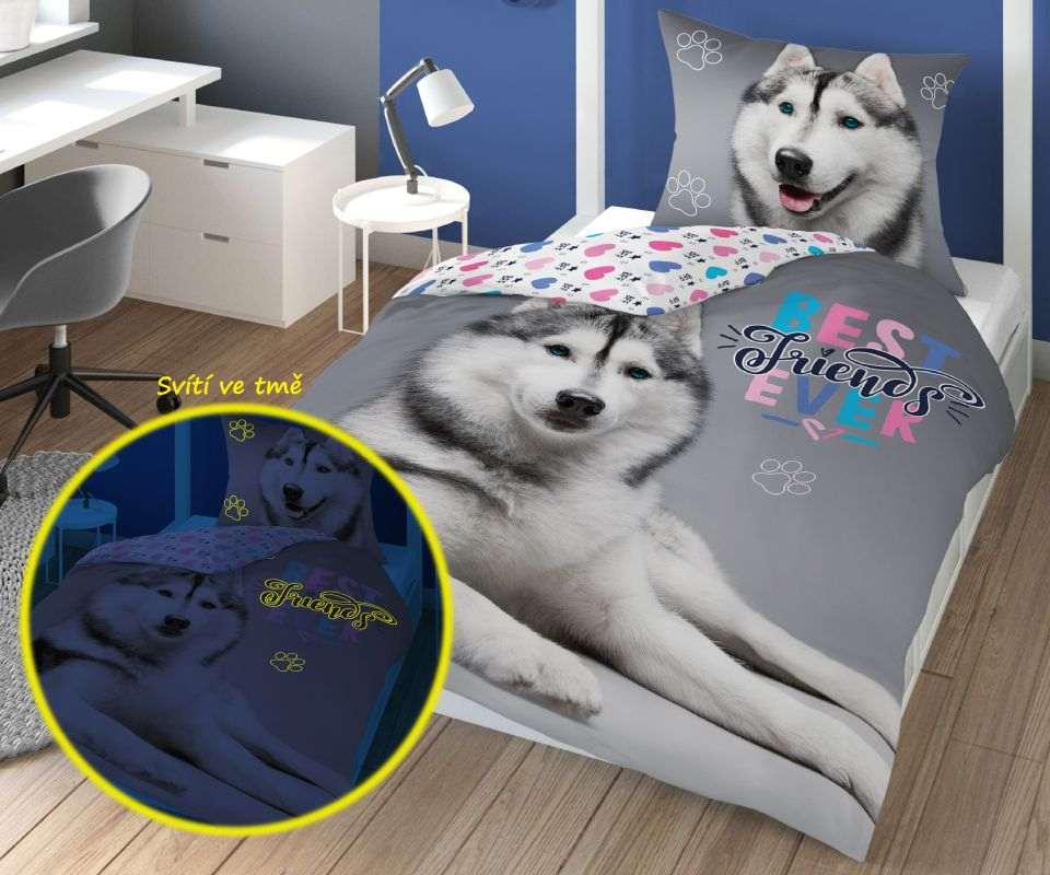 Obliečky 140x200 HUSKY - svietiace