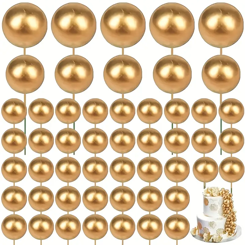 Tortový zápich GULIČKY zlaté (50ks)