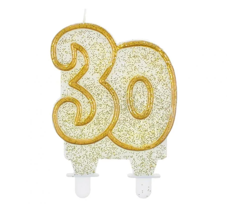 Sviečka č.30 zlaté trblietky
