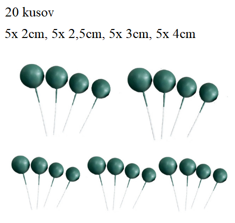 Tortový zápich GULIČKY tmavo zelené (20ks)