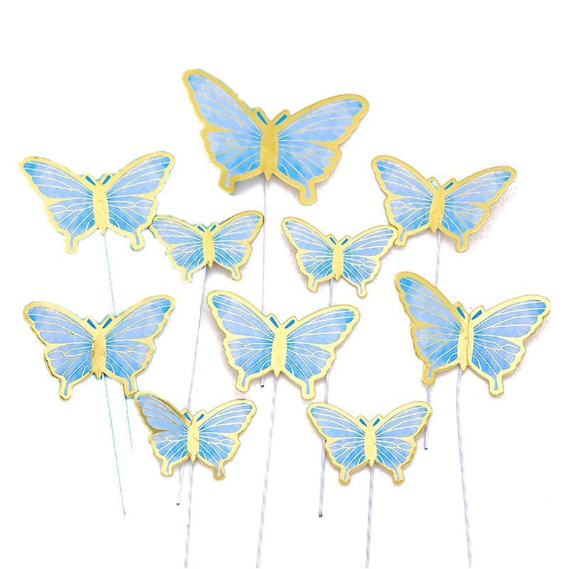 Tortový zápich MOTÝLE modré (10ks)