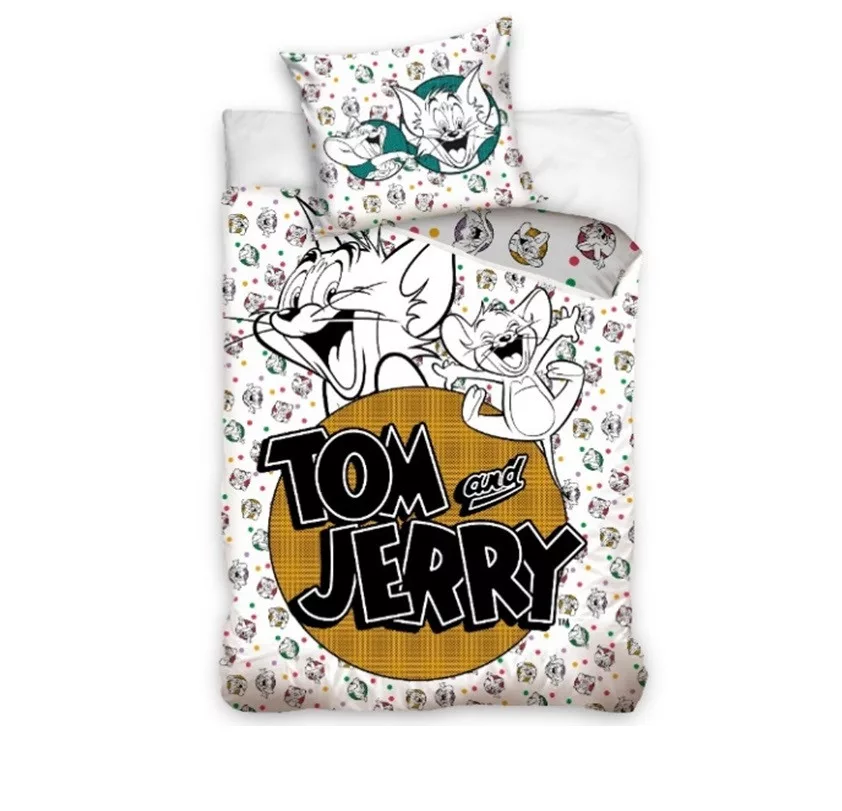 Obliečky 140x200 TOM A JERRY biele