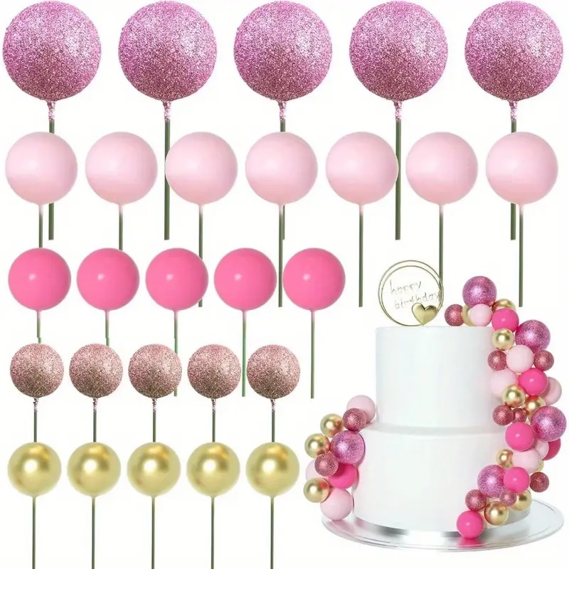 Tortový zápich GULIČKY ružové (50ks)