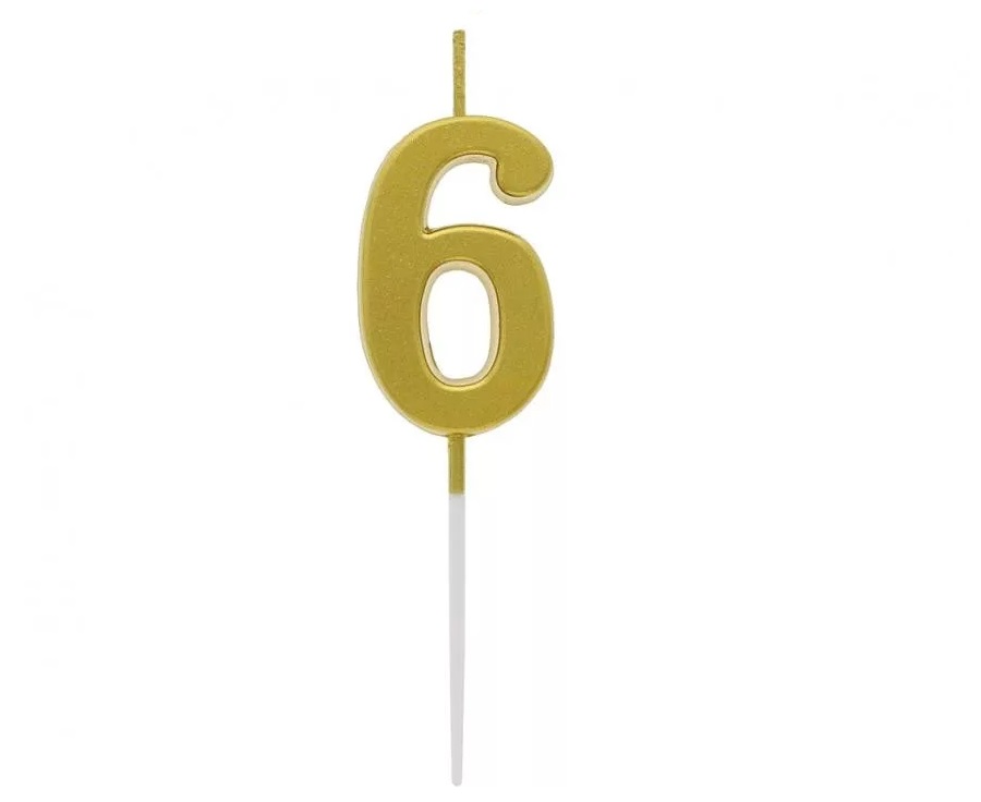 Sviečka zlatá č.6