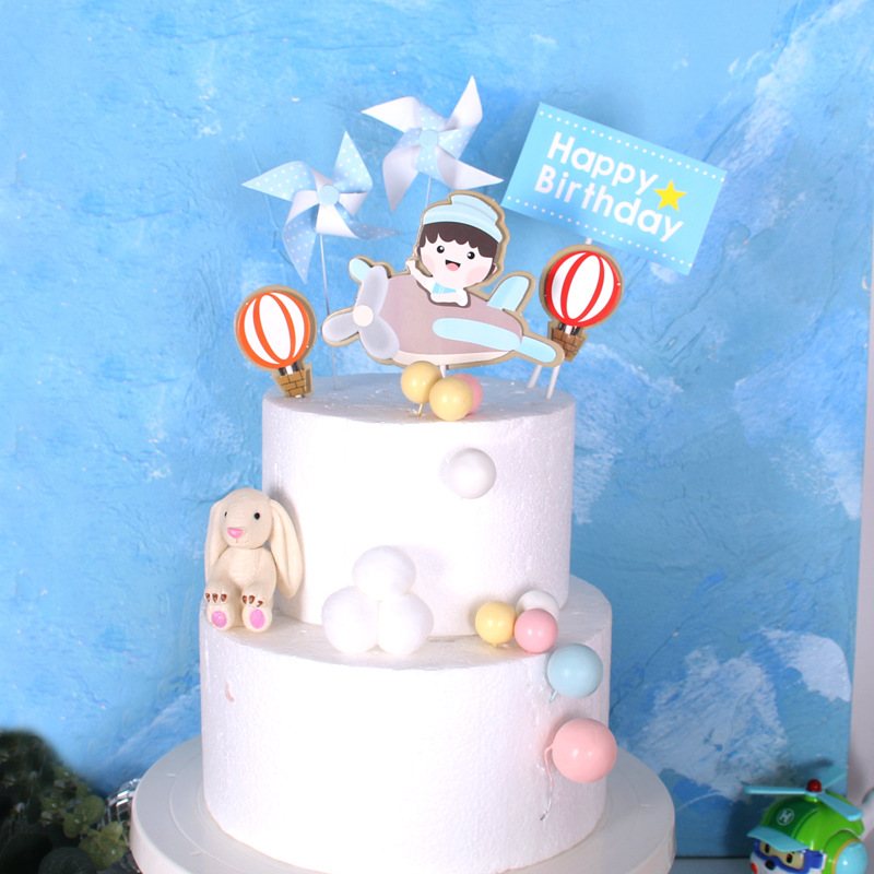 Tortový zápich CHLAPČEK lietadlo 01