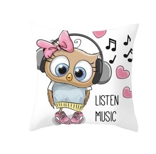 Obliečka na vankúšik 45x45 SOVIČKA music