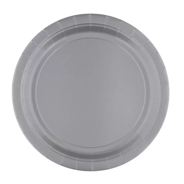 Papierový tanier 23cm STRIEBORNÁ