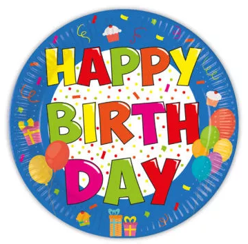 Papierový tanier 23cm HAPPY BIRTHDAY nápis